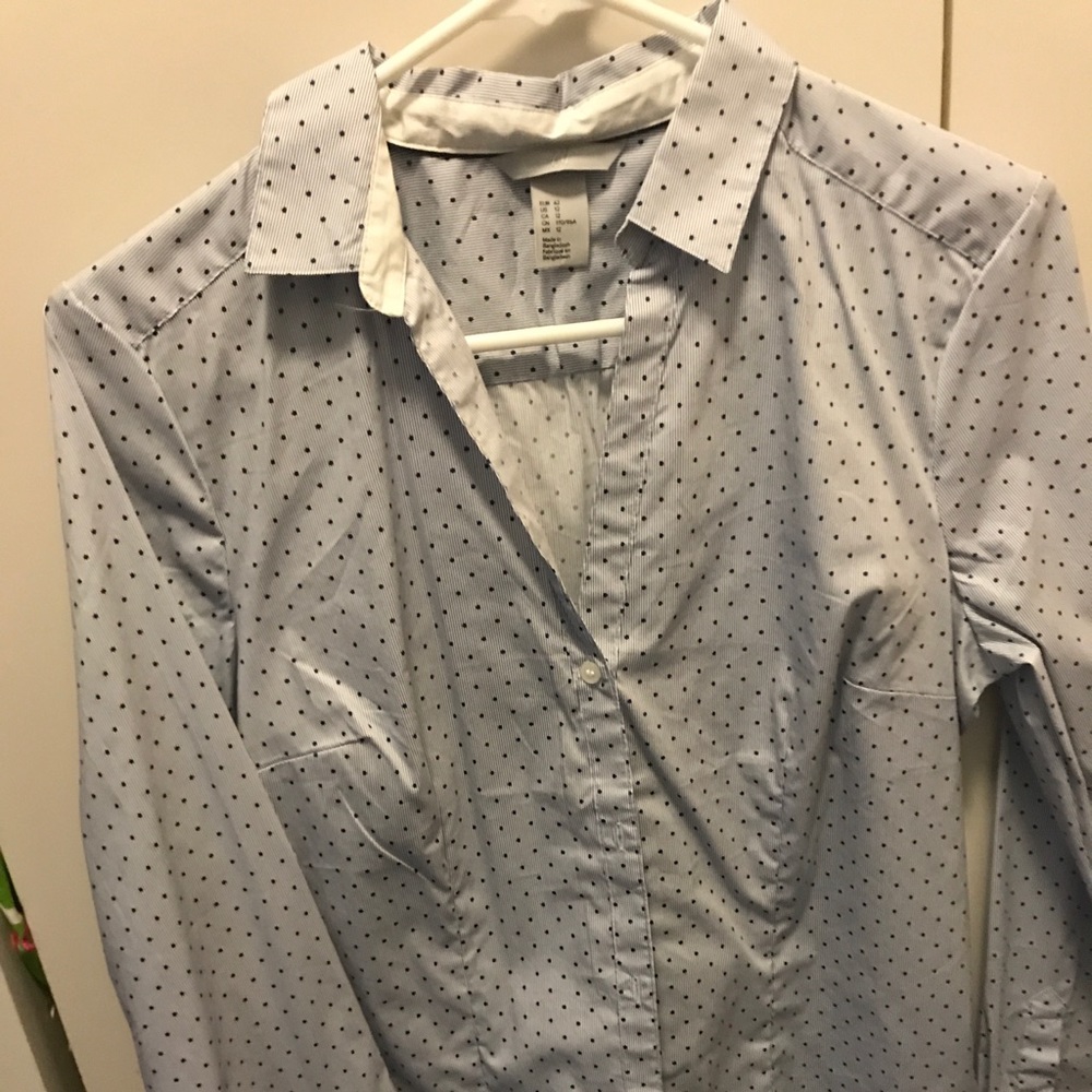 NWOT Flattering Polka Dot Work Blouse